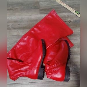 NEW Thigh High Red Leather Boots